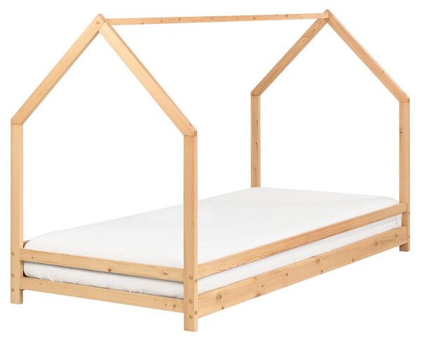 Dětská postel Domek Borovicové dřevo APPY 90 x 200 cm Světle hnědá
