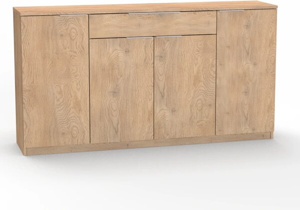 Komoda VARIO 6 Šířka 160 cm, Dub sametový, nerez úchytky