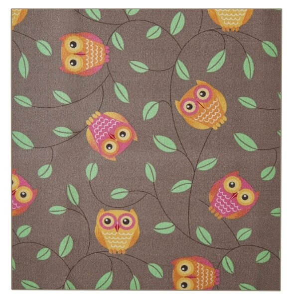 AladinWorld Expres, Dětský kusový koberec Little Owls čtverec, 200x200, hnědá, dětský pokoj