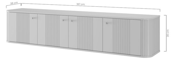 Závěsný TV stolek Vesper 4D 187 cm - černý / zlaté úchytky