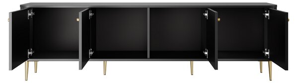 TV stolek Vesper 4D 187 cm - černý / zlaté nožky