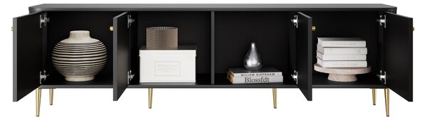TV stolek Vesper 4D 187 cm - černý / zlaté nožky