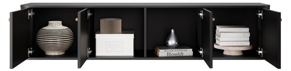 Závěsný TV stolek Vesper 4D 187 cm - černý / zlaté úchytky