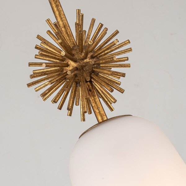 Quoizel STARING-MP-DG-OPAL-Lustr STARING 1xE27/40W/230V pr. 18,4 cm zlatá/bílá
