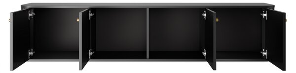 Závěsný TV stolek Vesper 4D 187 cm - černý / zlaté úchytky