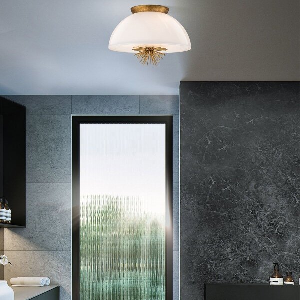Quoizel STARING-3P-DG-OPAL-Lustr na tyči STARING 3xE14/40W/230V pr.45,7cm zlatá