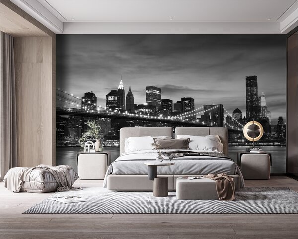 Fototapeta Most přes vodu s panoramatem města v pozadí, Fototapeta s panoramatem města, Populární fototapety, u55510 - Tapeko.co.cz