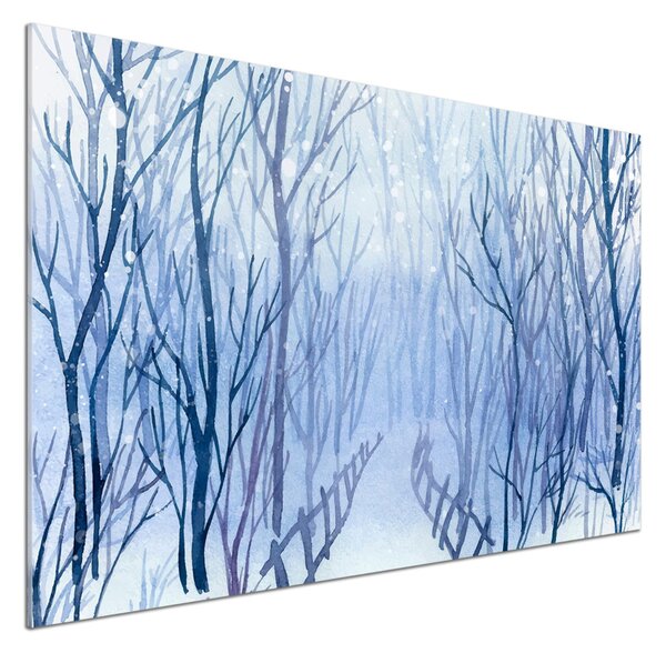 Skleněný panel do kuchynské linky Les zima pksh-122794428