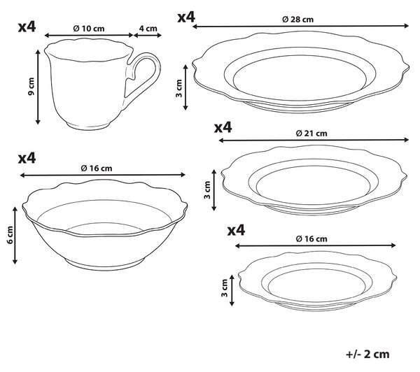 Sada 20 kusů nádobí YUZU Porcelán Vícebarevná