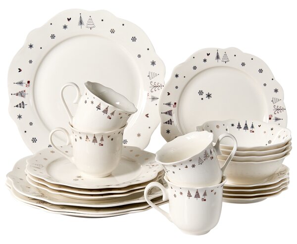 Sada 20 kusů nádobí PERILLA Porcelán Bílá