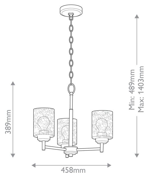 Kichler KL-WINSLOW3-NBR - Lustr na řetězu WINSLOW 3xE27/60W/230V mosaz