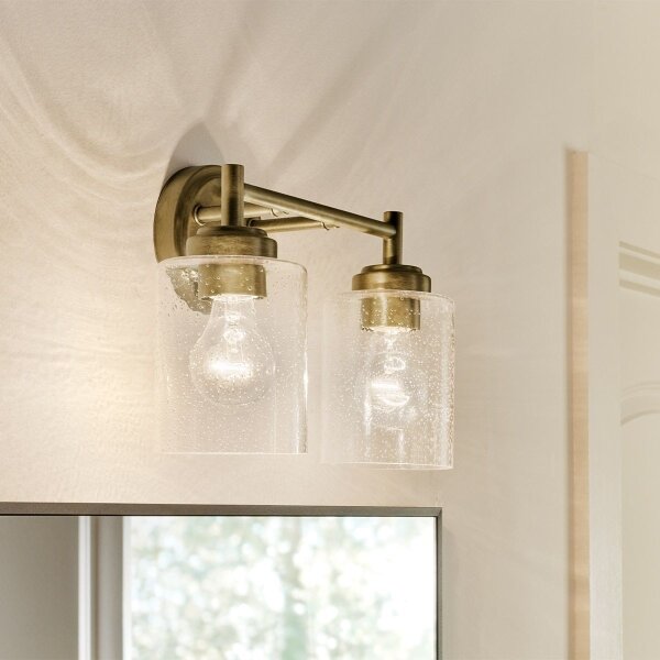 Kichler KL-WINSLOW-2W-NBR - Nástěnná lampa WINSLOW 2xE27/60W/230V mosaz