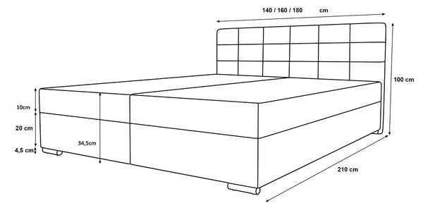 Čalouněná postel 180x200 ELSIE 4 s úložným prostorem - zelená