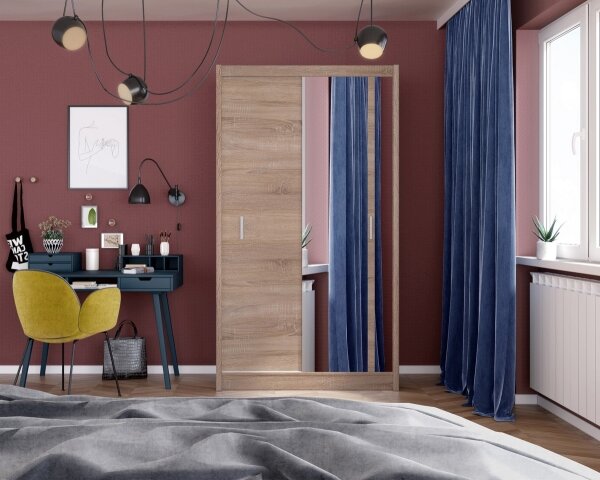 Šatní skříň se zrcadlem SABRINA 120x215x61 cm dub sonoma