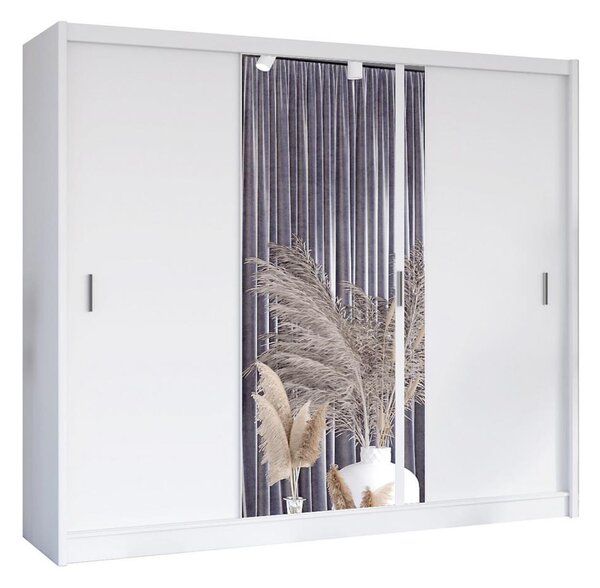 Šatní skříň se zrcadlem SABRINA 250x215x61 cm bílá