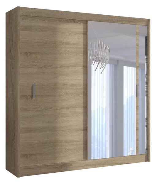 Šatní skříň se zrcadlem SABRINA 180x215x61 cm dub sonoma