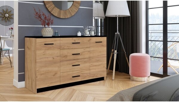 Komoda TAYLER 140x86x47 cm dub craft/černá