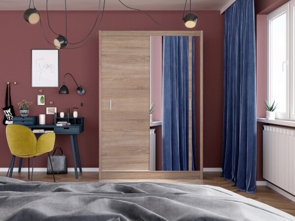 Šatní skříň se zrcadlem SABRINA 150x215x61 cm dub sonoma