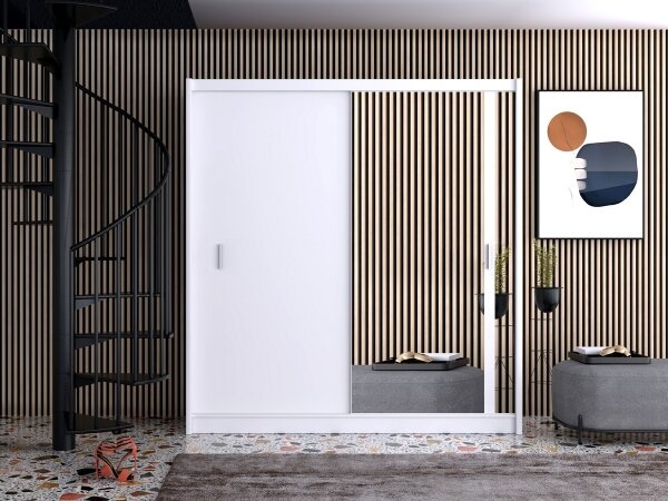 Šatní skříň se zrcadlem SABRINA 203x215x61 cm bílá
