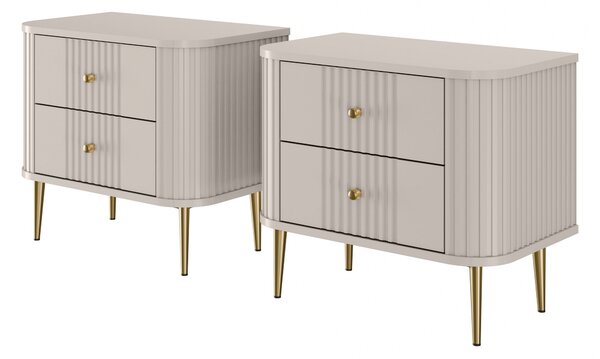 Set nočních stolků Vesper 56 cm - kašmírová / zlaté nohy