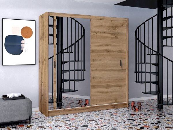Šatní skříň se zrcadlem SABRINA 203x215x61 cm dub woltan