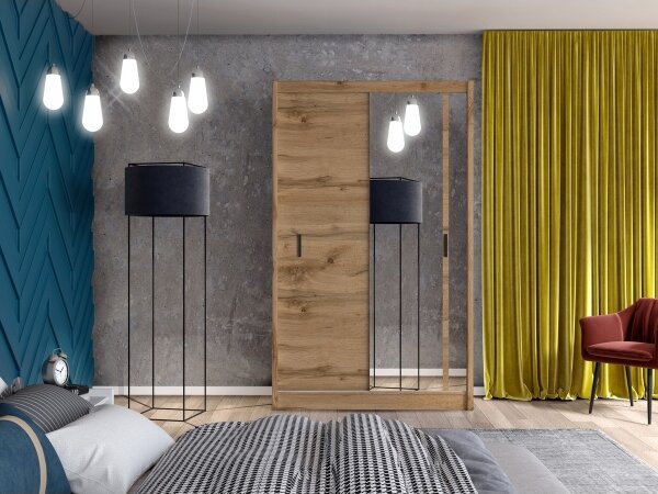 Šatní skříň se zrcadlem SABRINA 150x215x61 cm dub woltan
