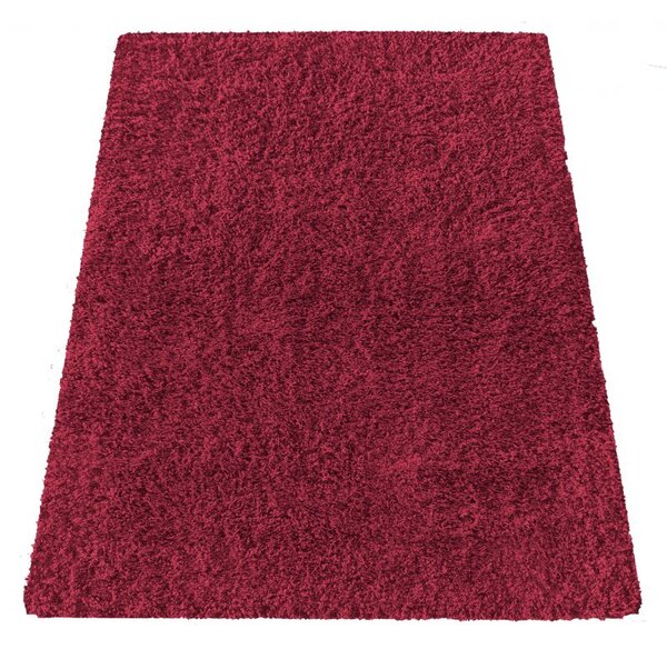 Makro Abra Kusový shaggy koberec jednobarevný Kamel Bordó červený Rozměr: 60x100 cm