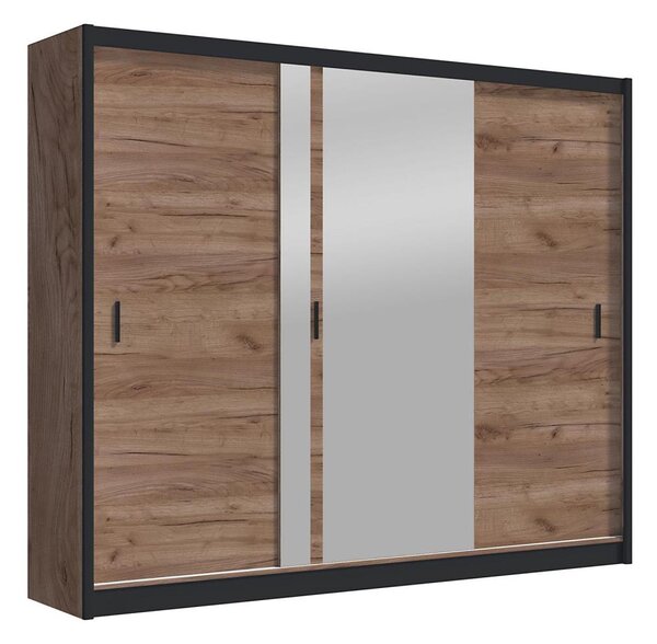 Šatní skříň se zrcadlem SABRINA 250x215x61 cm dub craft