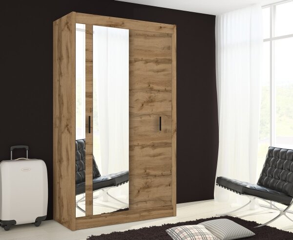 Šatní skříň se zrcadlem SABRINA 120x215x61 cm dub woltan