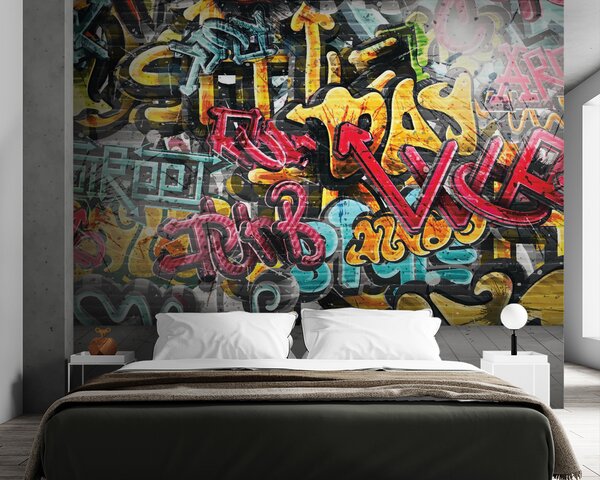 Fototapeta Zeď s graffiti, Designové fototapety na zeď, Populární fototapety, u56045 - Tapeko.co.cz