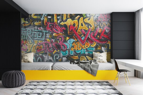 Fototapeta Zeď s graffiti, Designové fototapety na zeď, Populární fototapety, u56045 - Tapeko.co.cz