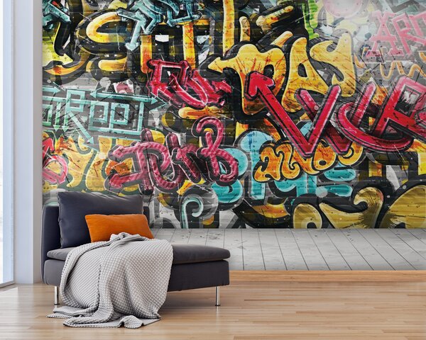 Fototapeta Zeď s graffiti, Designové fototapety na zeď, Populární fototapety, u56045 - Tapeko.co.cz