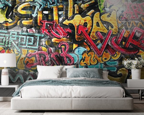 Fototapeta Zeď s graffiti, Designové fototapety na zeď, Populární fototapety, u56045 - Tapeko.co.cz