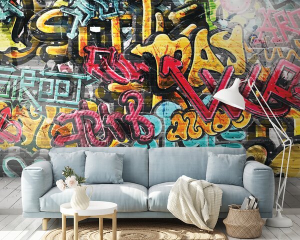 Fototapeta Zeď s graffiti, Designové fototapety na zeď, Populární fototapety, u56045 - Tapeko.co.cz