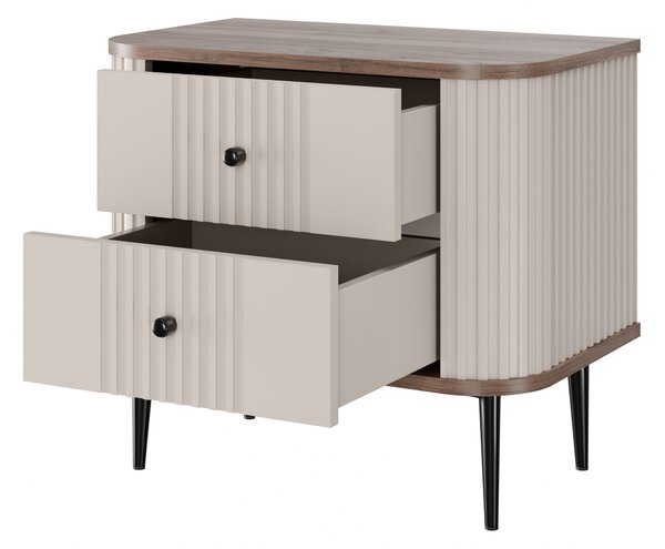 Set nočních stolků Vesper 56 cm - kašmírová / ořech / černé nohy