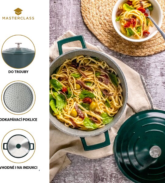 Hrnec MasterClass 28 cm 5 l indukční nepřilnavý tmavě zelený MCMCRD28GRN