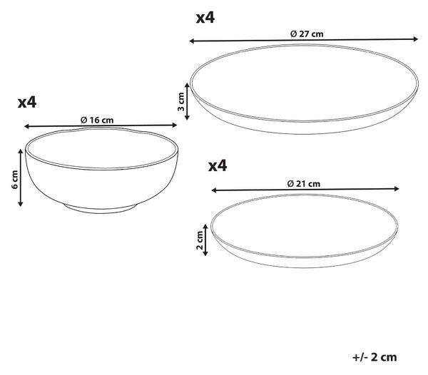 Sada 12 kusů nádobí EPAZOTE Porcelán Bílá