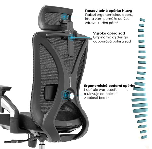 Kancelářská ergonomická židle Neoseat THOMAS — černá, nosnost 150 kg
