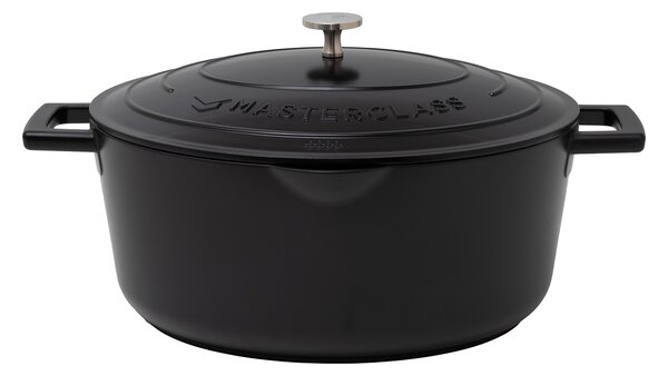 Oválný hrnec MasterClass s nepřilnavým povrchem, poklicí a funkcí cezení, 30 cm, 6 l černý MCMCOVAL30