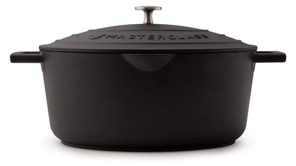 Oválný hrnec MasterClass s nepřilnavým povrchem, poklicí a funkcí cezení, 30 cm, 6 l černý MCMCOVAL30