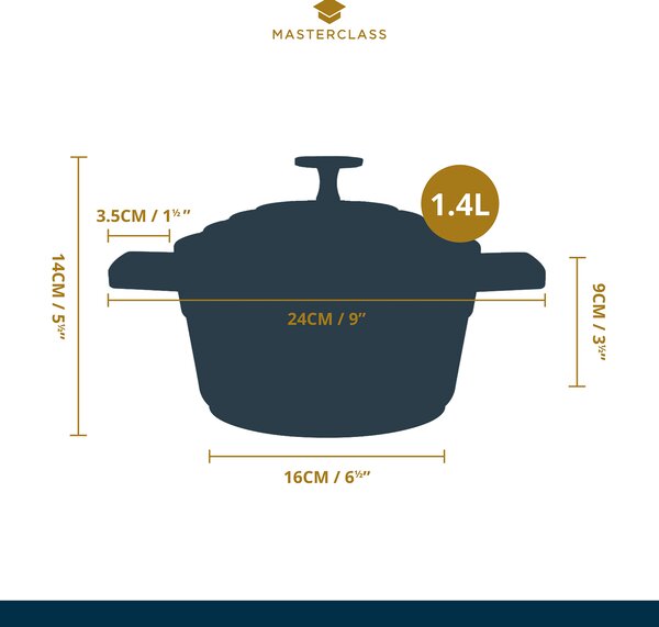 Hrnec MasterClass 16 cm 1,4 l indukční nepřilnavý černý MCMCRD16