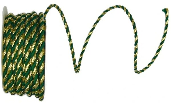 Provázek dekorační TwistCord Forest Gold zeleno - zlatý 3mm x 3m (5,- Kč/m)