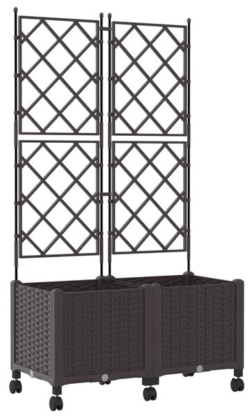 Zahradní truhlík s treláží a koly 2 ks Hnědá 80 x 40 x 149 cm