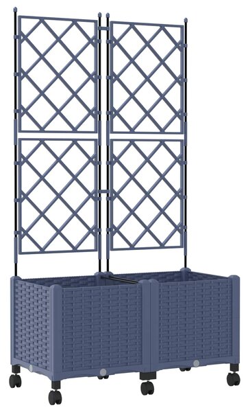 Zahradní truhlík s treláží a koly 2 ks Šedá 80 x 40 x 149 cm PP