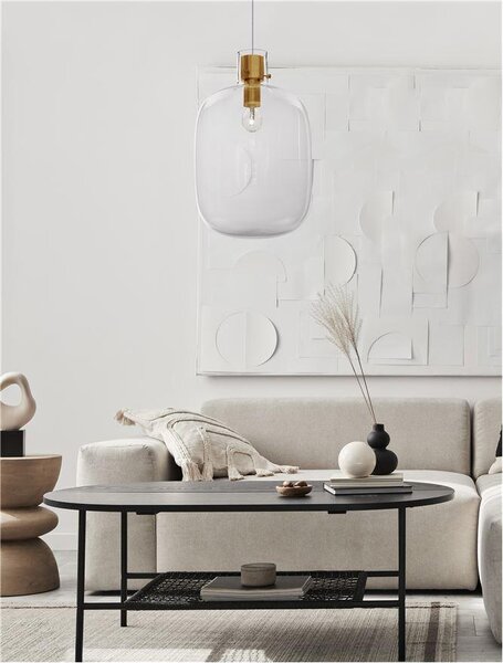 Nova Luce Závěsné svítidlo CINZIA čiré sklo bílá kabel mosazný zlatý kov E27 1x12W