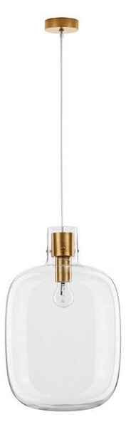 Nova Luce Závěsné svítidlo CINZIA čiré sklo bílá kabel mosazný zlatý kov E27 1x12W