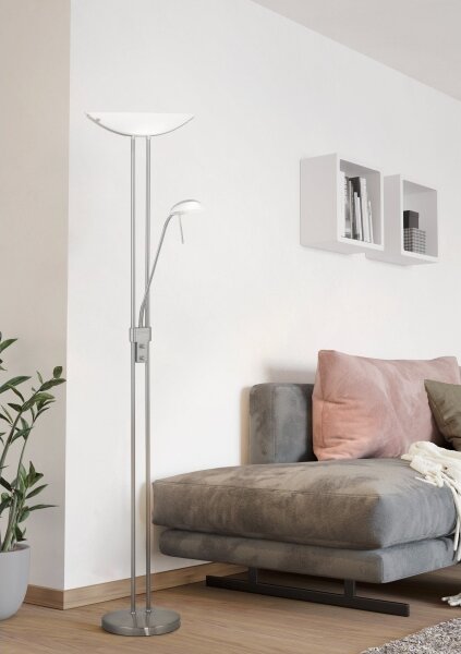 EGLO 85971 - Stmívatelná stojací lampa BAYA 1xR7s/230W+1xG9/33W matný chrom