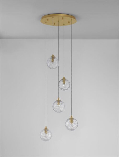Nova Luce Závěsné svítidlo COEN mosazný zlatý kov čiré sklo G9 5x5W