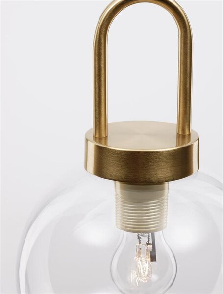 Nova Luce Závěsné svítidlo IRVINE čiré sklo černý kabel mosazný zlatý kov E27 1x12W
