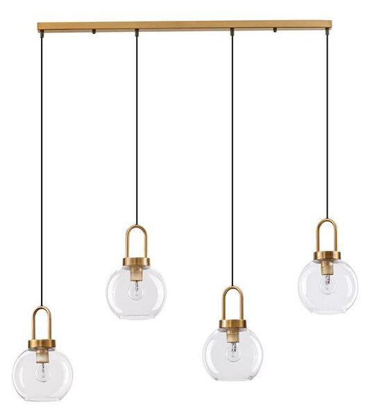 Nova Luce Závěsné svítidlo IRVINE čiré sklo černý kabel mosazný zlatý kov E27 4x12W